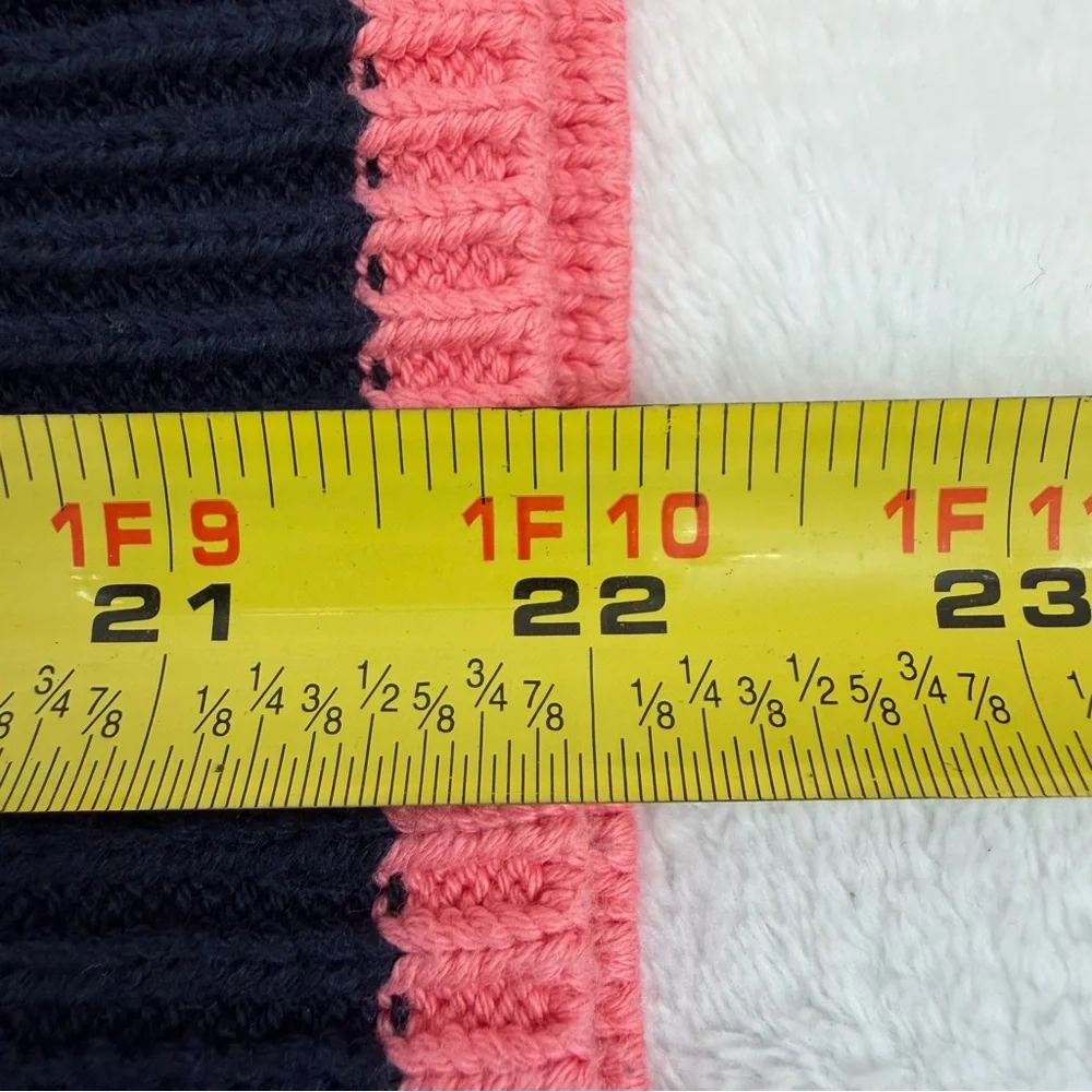 LIKE NEW GAP 100% Cotton Split-Hem Crewneck Sweater Navy and Multicolor Stripe - Picture 10 of 10